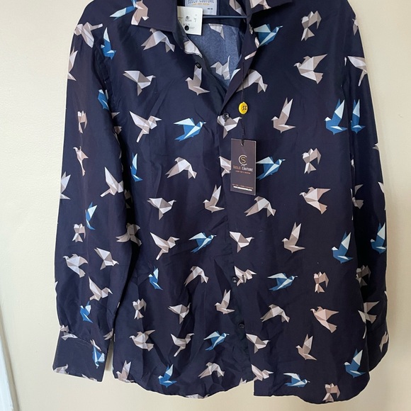 Men Dress Shirt with Paper Craine Motif - Picture 1 of 3